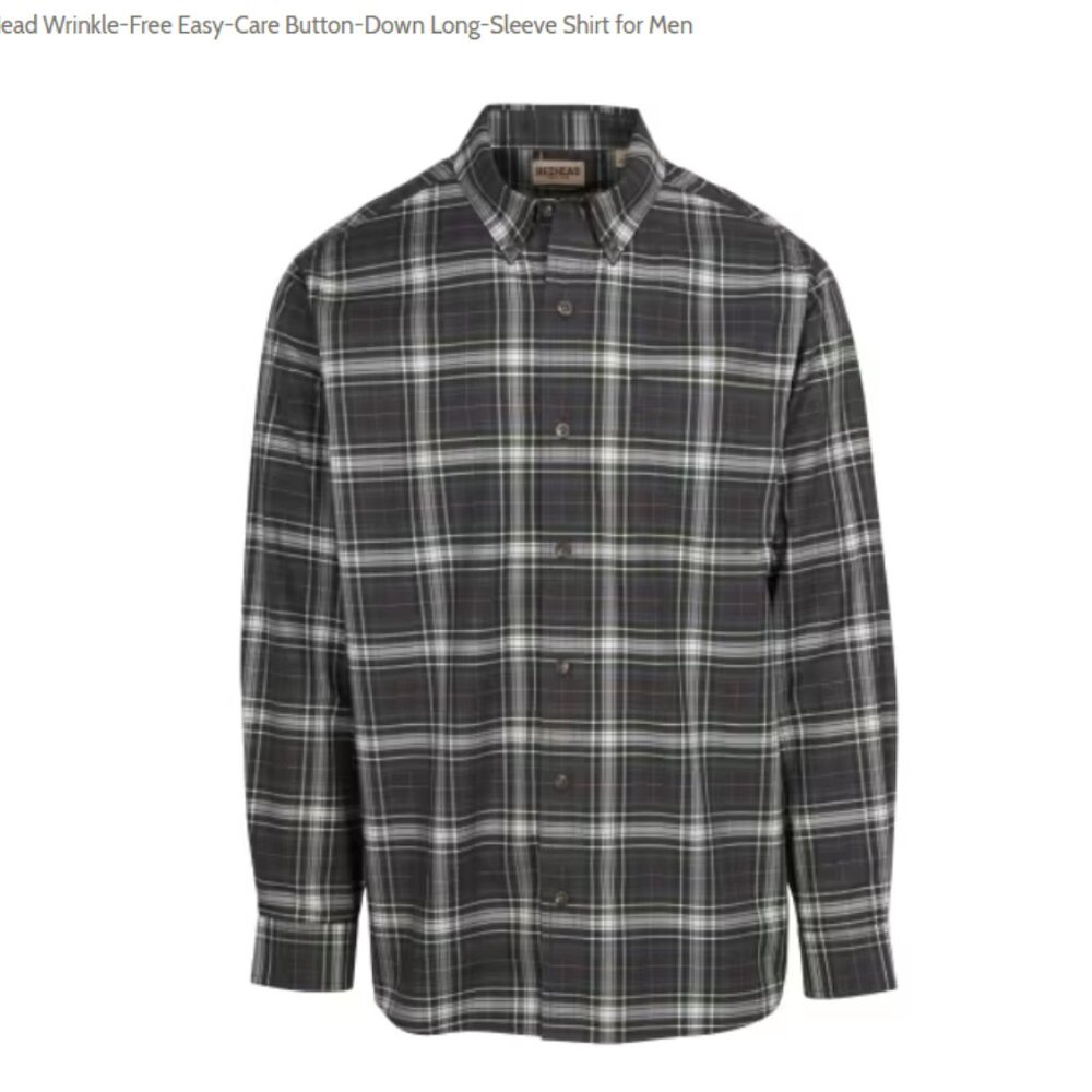 Redhead (Bass Pro) Raven Plaid LS wrinkle free plaid shirt. Size M NWT